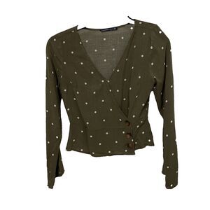 Abercrombie & Fitch Green Polka Dot Wrap Blouse Womens Size XS Worn on TV